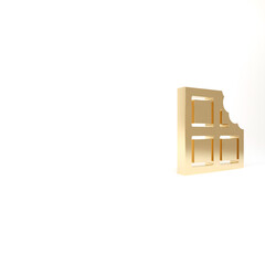 Gold Chocolate bar icon isolated on white background. 3d illustration 3D render.