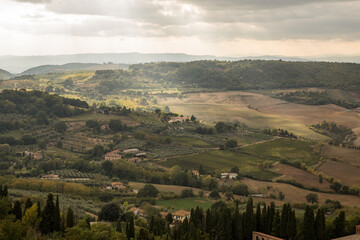 Obraz premium Very beautiful rural landscape in Tuscany, north Italy during summer.