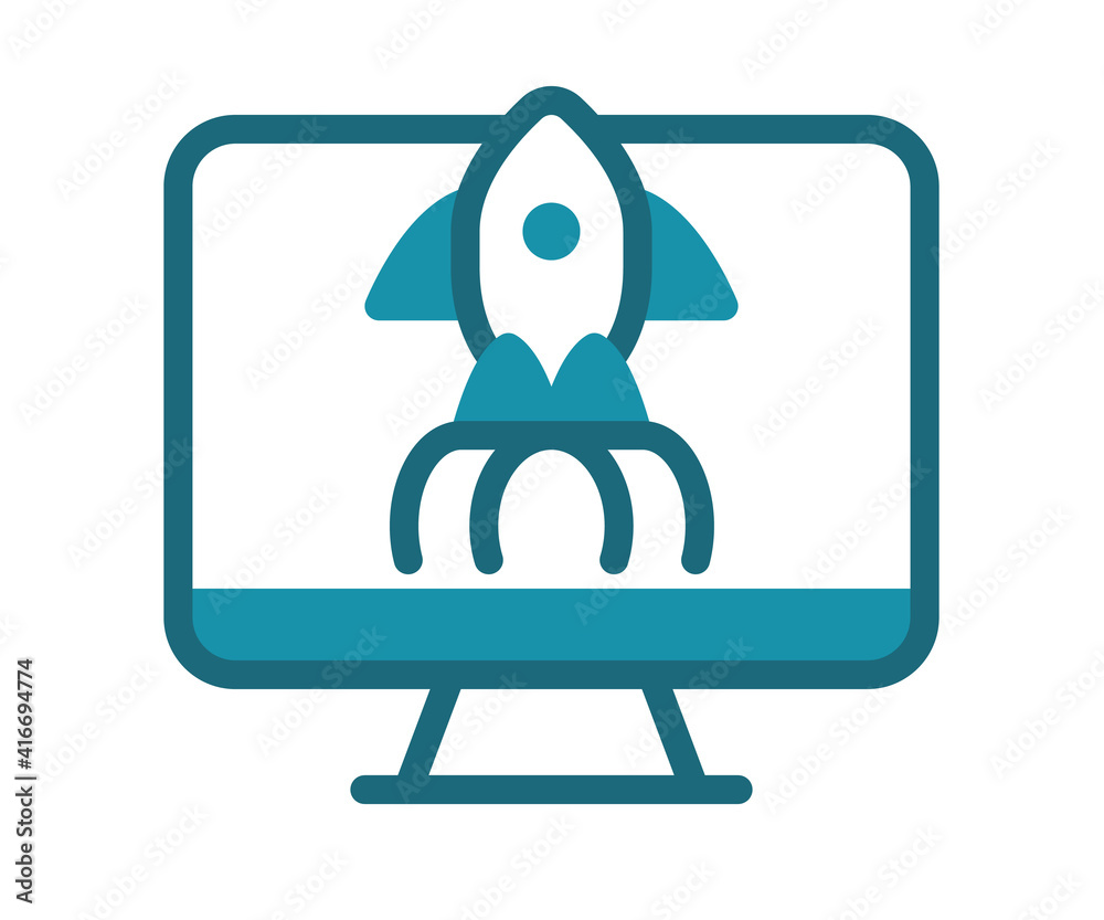 Wall mural desktop launch startup single isolated icon with solid line style