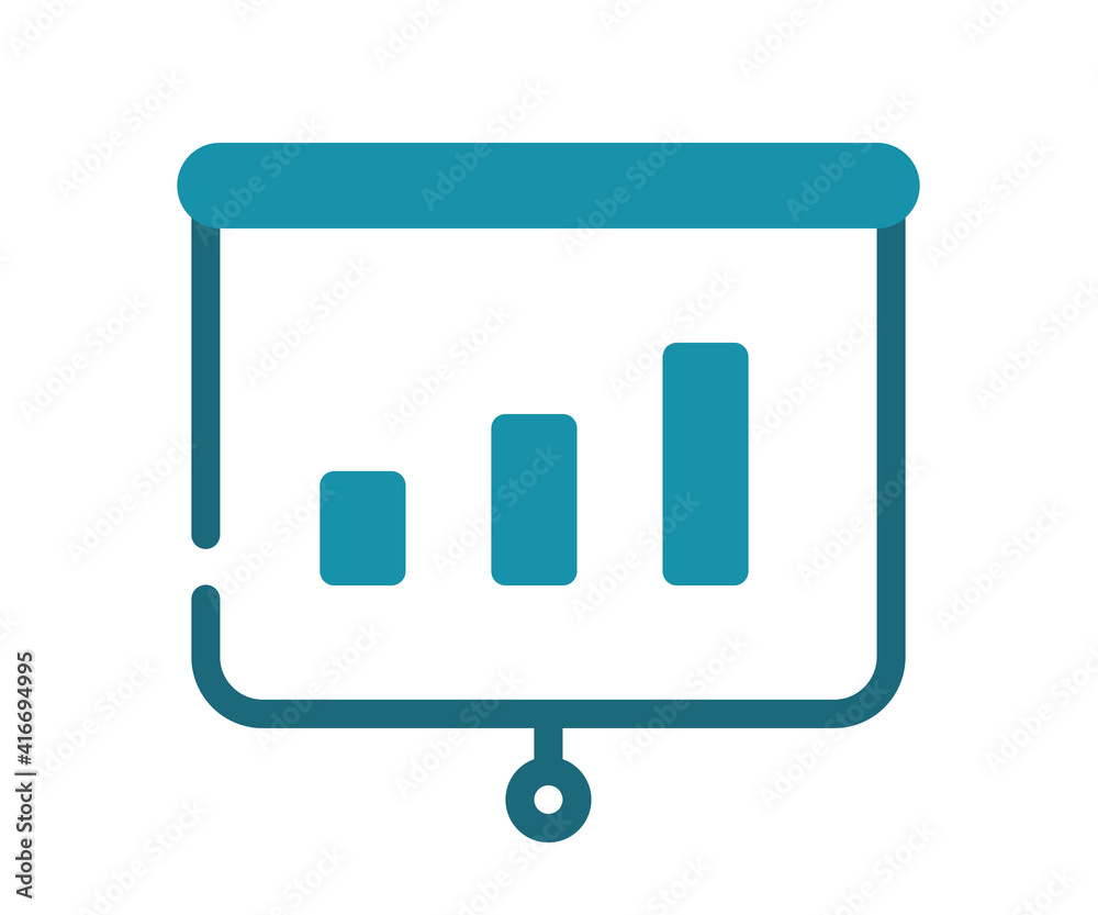 Wall mural meeting presentation bar chart single isolated icon with solid line style