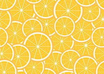 Set of ripe piece and slice orange background. Fresh sour citrus fruit orange seamless pattern. Vector illustration