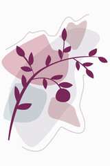 Abstract interior minimalism poster branch of orange. Botanica, spots colors and line