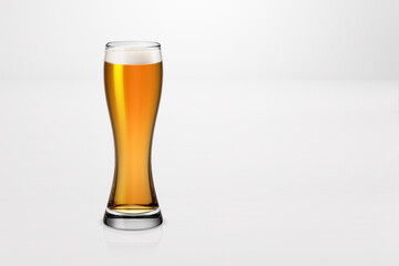 3D rendering of a glass of light beer isolated on white background. suitable for your design project.