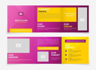 Business modern trifold brochure square design template vector