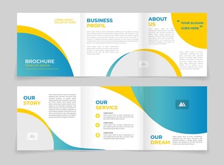 Business modern trifold brochure square design template vector