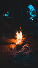 The bonfire at the country house at dusk