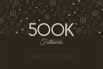 Fototapeta na wymiar 500k followers with small pictures illustrated in the background.