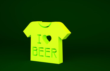 Yellow Beer T-shirt icon isolated on green background. Minimalism concept. 3d illustration 3D render.