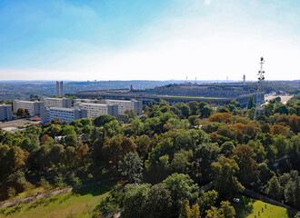 view Prague and the largest Old Stadium in the world called Velk