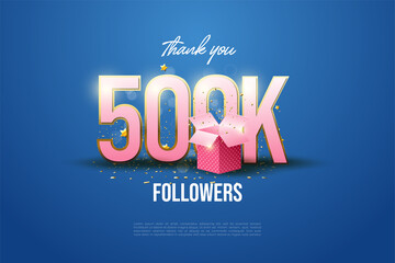 500k followers with illustration gift box.