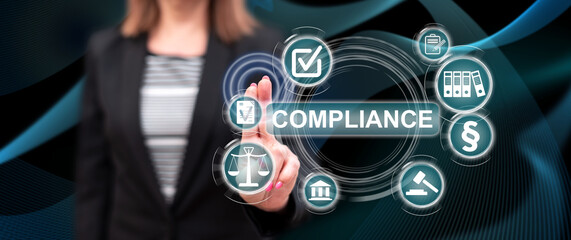 Woman touching a compliance concept