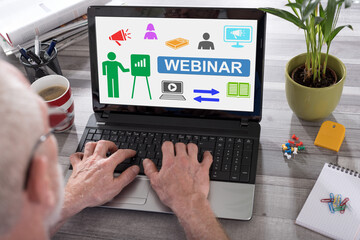 Webinar concept on a laptop screen