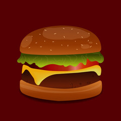 hamburger on red background