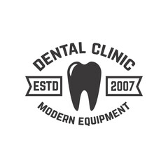 Dental clinic emblem template. Design element for poster, card, banner, sign. Vector illustration