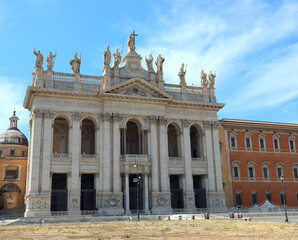 facade of the church of SAN GIOVANNI IN LATERANO in Rome in Ital