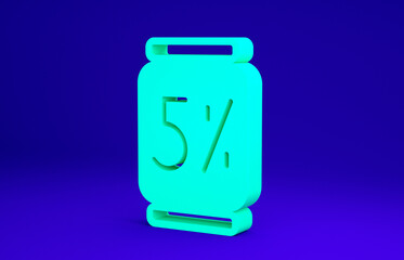 Green Beer can icon isolated on blue background. Minimalism concept. 3d illustration 3D render.