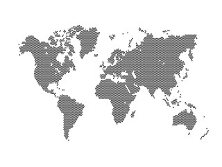 Obraz premium Halftone world map isolated. Vector illustration. Dotted map in flat design. 