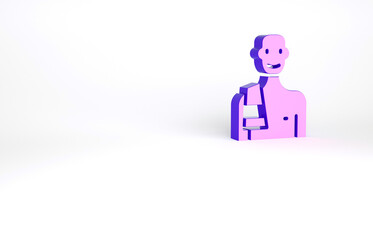 Purple Man in the sauna icon isolated on white background. Minimalism concept. 3d illustration 3D render.