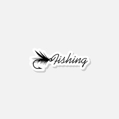 Fishing sticker icon isolated on white background