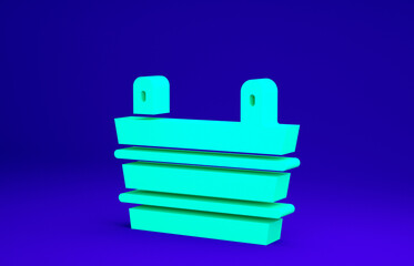 Green Sauna bucket icon isolated on blue background. Minimalism concept. 3d illustration 3D render.