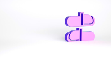 Purple Sauna slippers icon isolated on white background. Minimalism concept. 3d illustration 3D render.