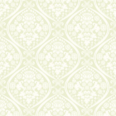 Damask seamless vector pattern. Vintage damask ornament, royal victorian geometric seamless pattern for wallpaper, textile, packaging. Floral baroque pattern 