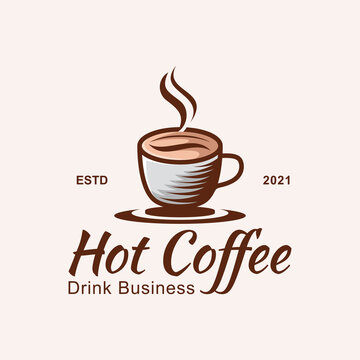 vintage logo of drink coffee or tea for business drink, coffee cafe retro logo