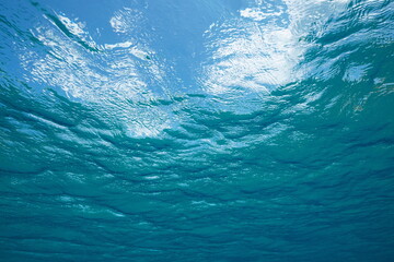 Ocean water surface seen from underwater
