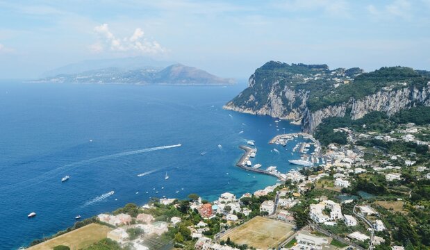 view of the sea and mountains, Capri