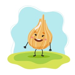 Onion cute character, vector illustration for kids in cartoon style