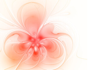 Pink pastel fractal flower on white background