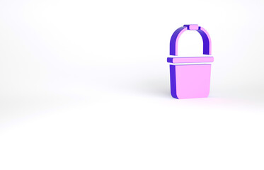 Purple Sauna bucket icon isolated on white background. Minimalism concept. 3d illustration 3D render.