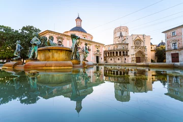 Deurstickers Panoramic view of Valencia old town reflected on the water  © SerFF79