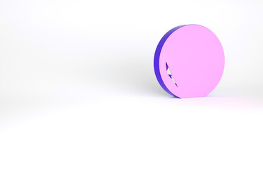 Purple Sauna clock icon isolated on white background. Sauna timer. Minimalism concept. 3d illustration 3D render.