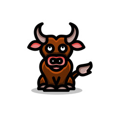 Simple Mascot Logo Design a buffalo. Abstract emblems, design concepts, logos, logotype elements