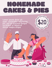 Vector poster of Homemade Cakes and Pies concept