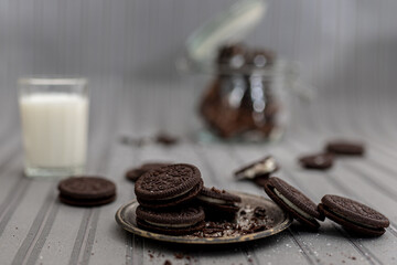 chocolate cookies and milk