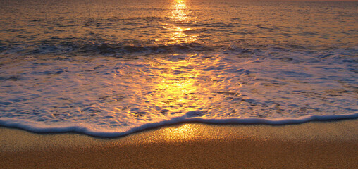 Beautiful natural  sun golden at the sea during sunrise for background