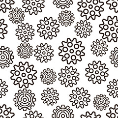 Gears seamless pattern. Pattern of contour gears on a white background.
