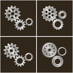 Metal gears set. Factory gears vector icon. Mechanical gear. The image of the gear. Machine gear. Cogwheel gear