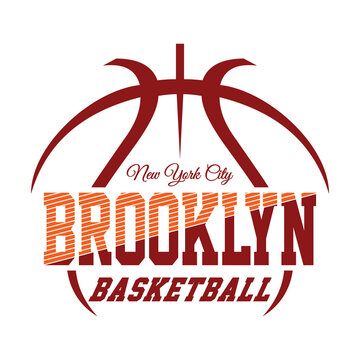 Basketball, Brooklyn, New York City, Typography Graphic Design, For T-Shirt Prints, Vector illustration