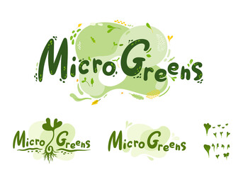 Microgreens or baby greens , lettering, logo