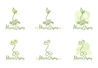 Microgreens or baby greens , lettering, logo