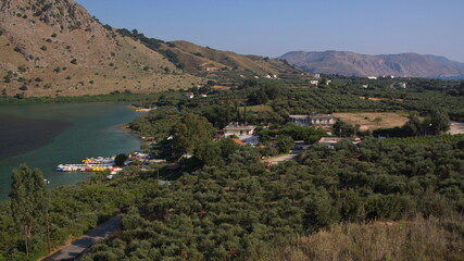 Landscape at Kournas Lake on Crete in Greece, Europe
