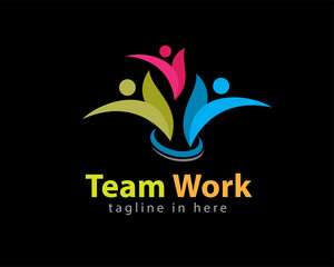 happy team work logo symbol design illustration inspiration