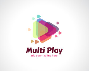 Play media icon symbol logo full color design illustration inspiration