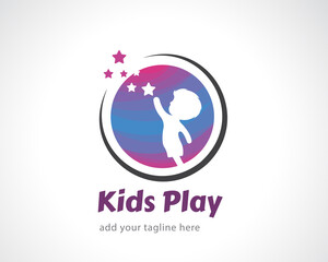 circle kid play reach star success logo emblem design illustration inspiration