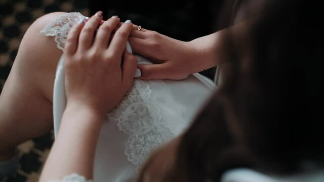 female hands on wedding day