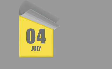 july 04. 04-th day of the month, calendar date. Gray numbers in a yellow window, on a solid isolated background. Spring month, day of the year concept