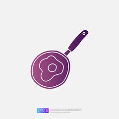cooking pan doodle icon for cooking concept. Gradient glyph sign symbol vector illustration